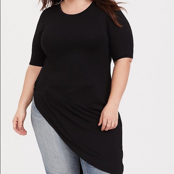 torrid Tops - NWOT Torrid Super Soft black asymmetrical side twist tunic tee size 2